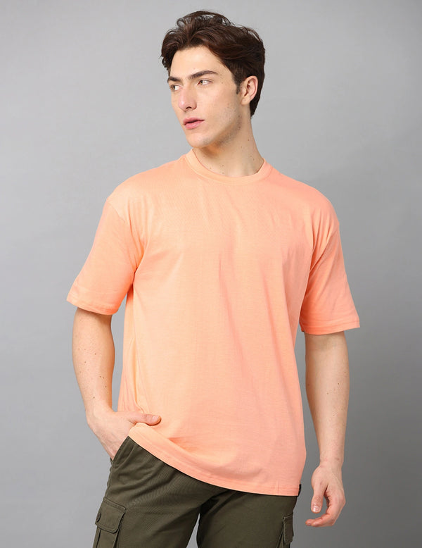 Men Solid Oversized T-Shirt - Peach