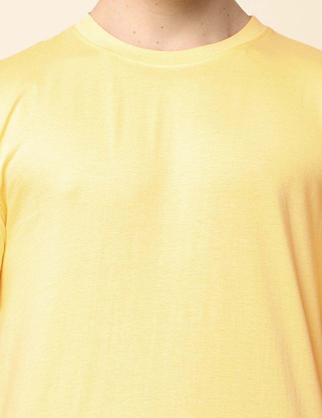 Men Solid Regular Fit T-Shirt - Light Yellow