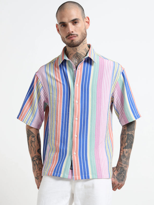 Textured Summer Shirt - Multi Coloured