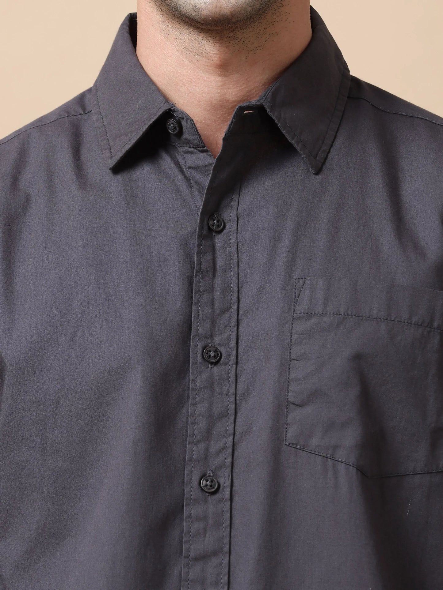 Essential Classic Cotton Shirt - Dark Grey
