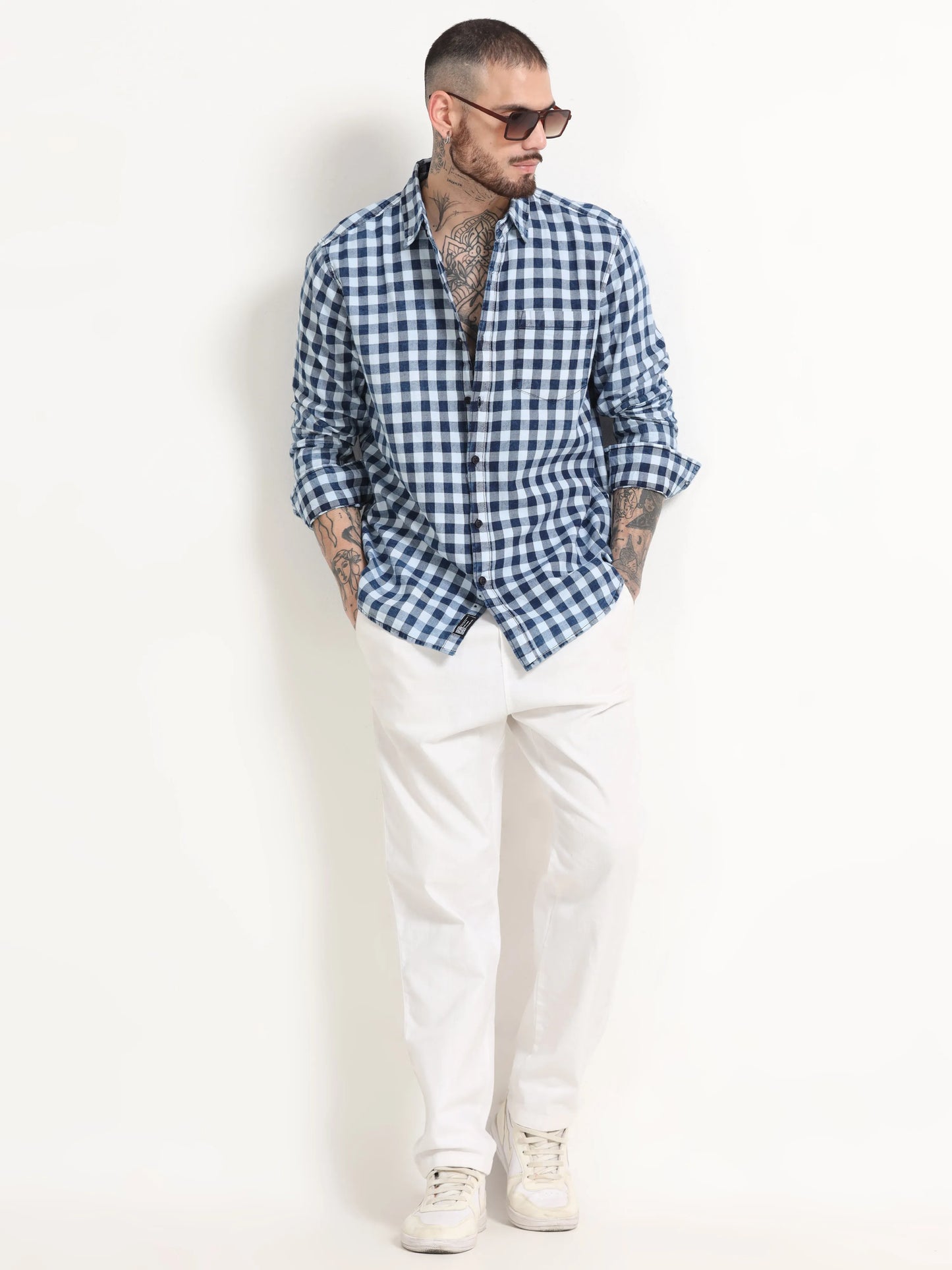 Indigo Classic Shirt - Navy Blue and Pure White