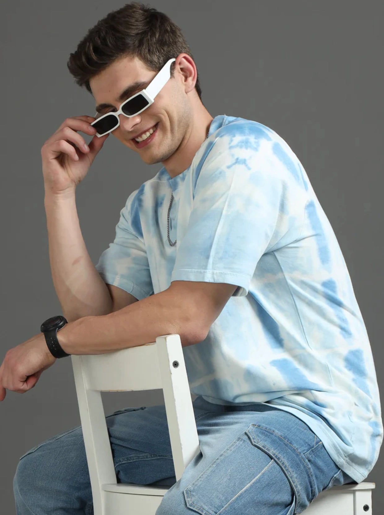 Oversized Essential Tee - Tie and Dye - Blue