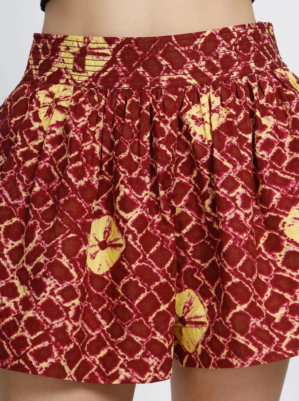 Women Divided Skirt - Red and Yellow