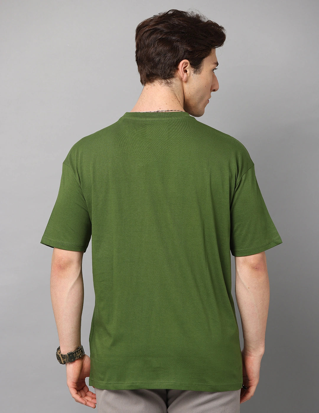 Men Solid Oversized T-Shirt - Parrot Green