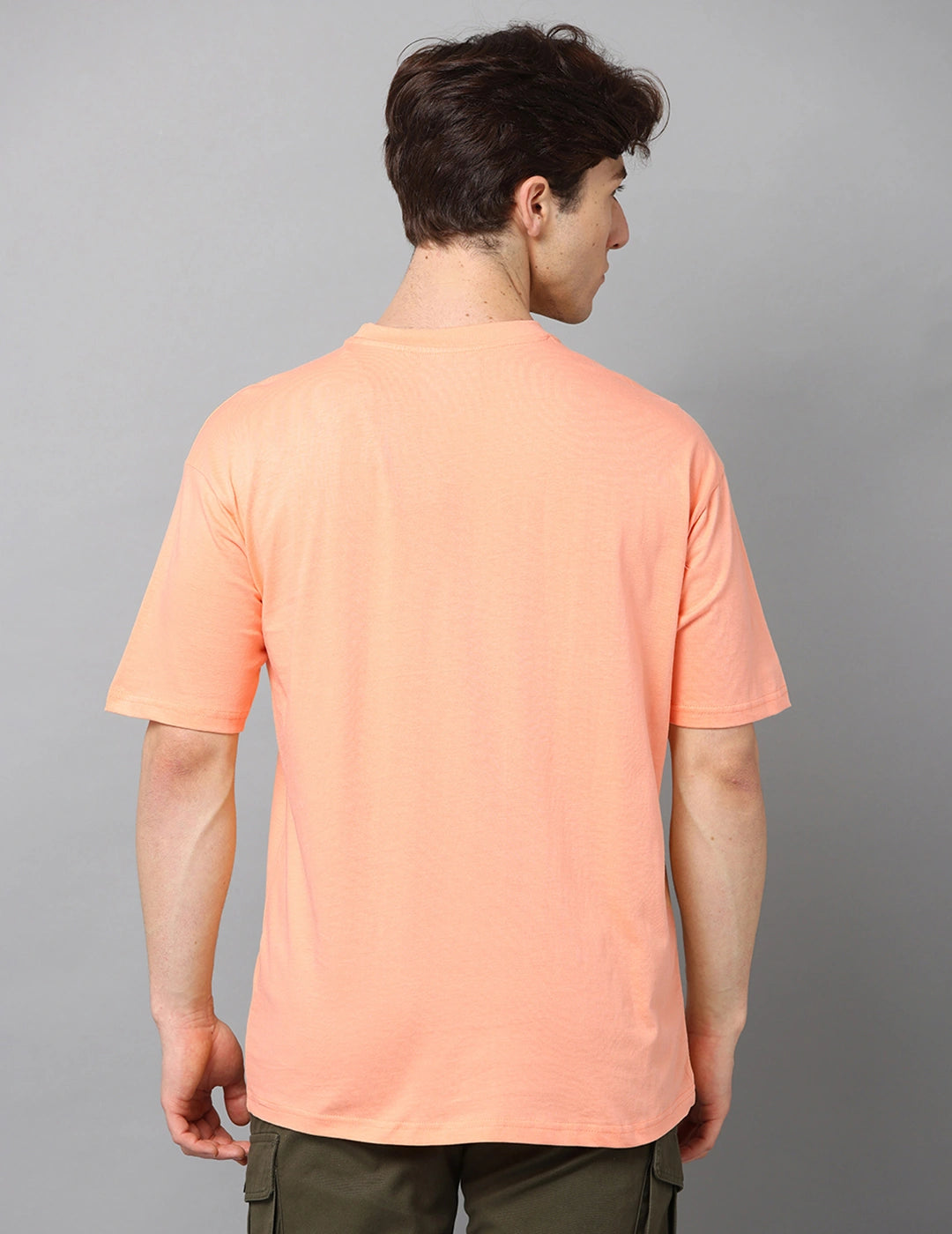 Men Solid Oversized T-Shirt - Peach
