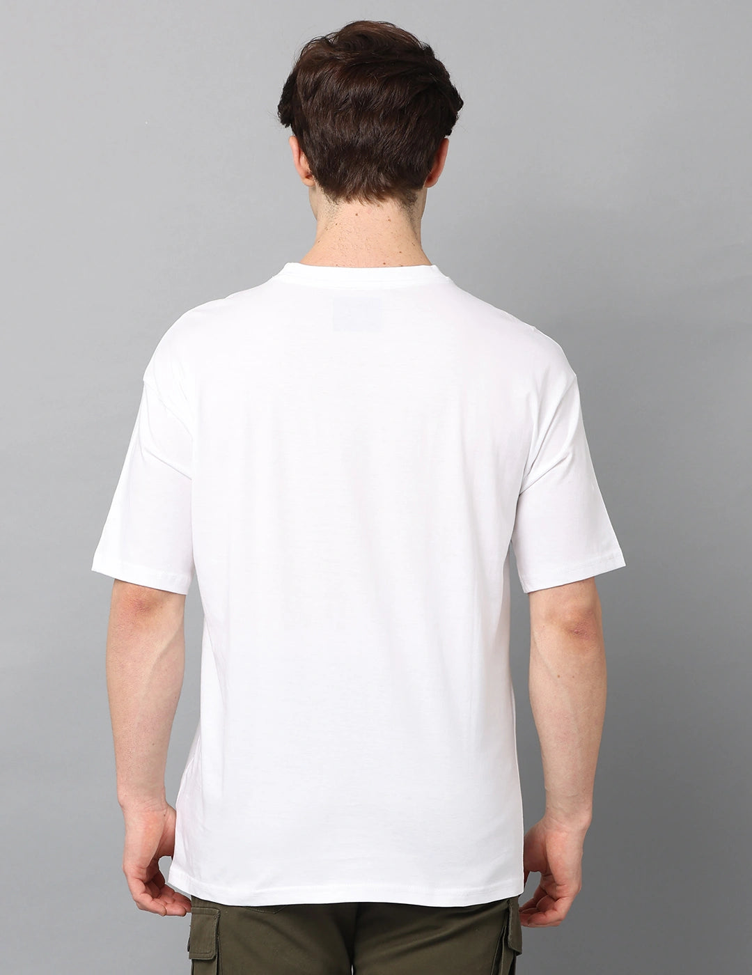 Men Solid Oversized T-Shirt - White