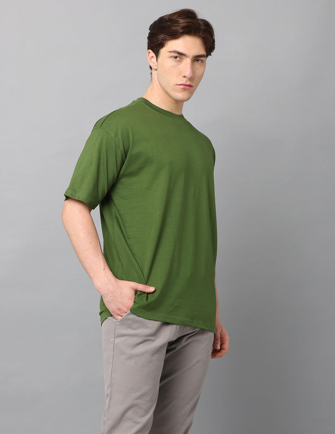 Men Solid Oversized T-Shirt - Parrot Green