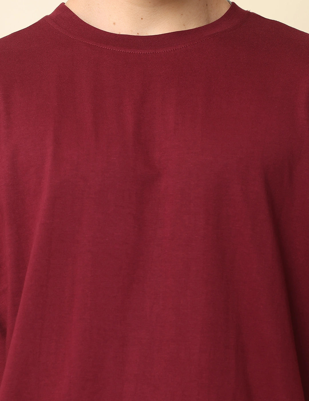 Men Solid Oversized T-Shirt - Maroon