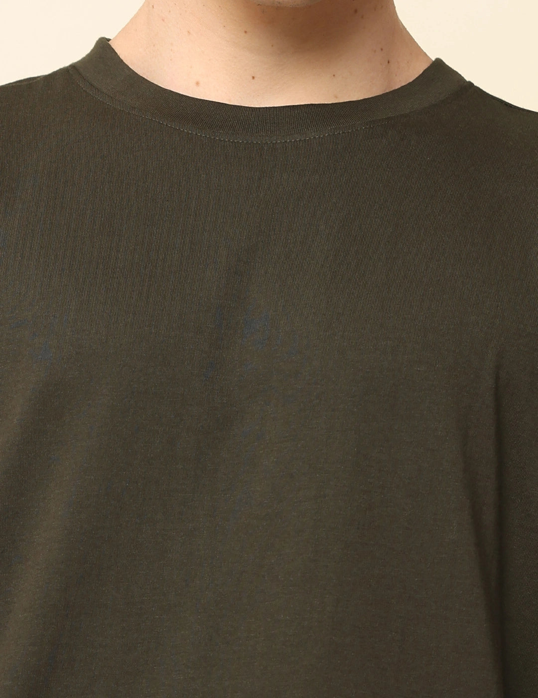 Men Solid Oversized T-Shirt - Dark Olive