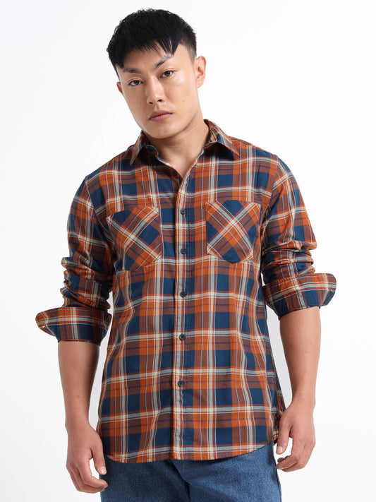 Timeless Grid Shirt - Blue and Orange