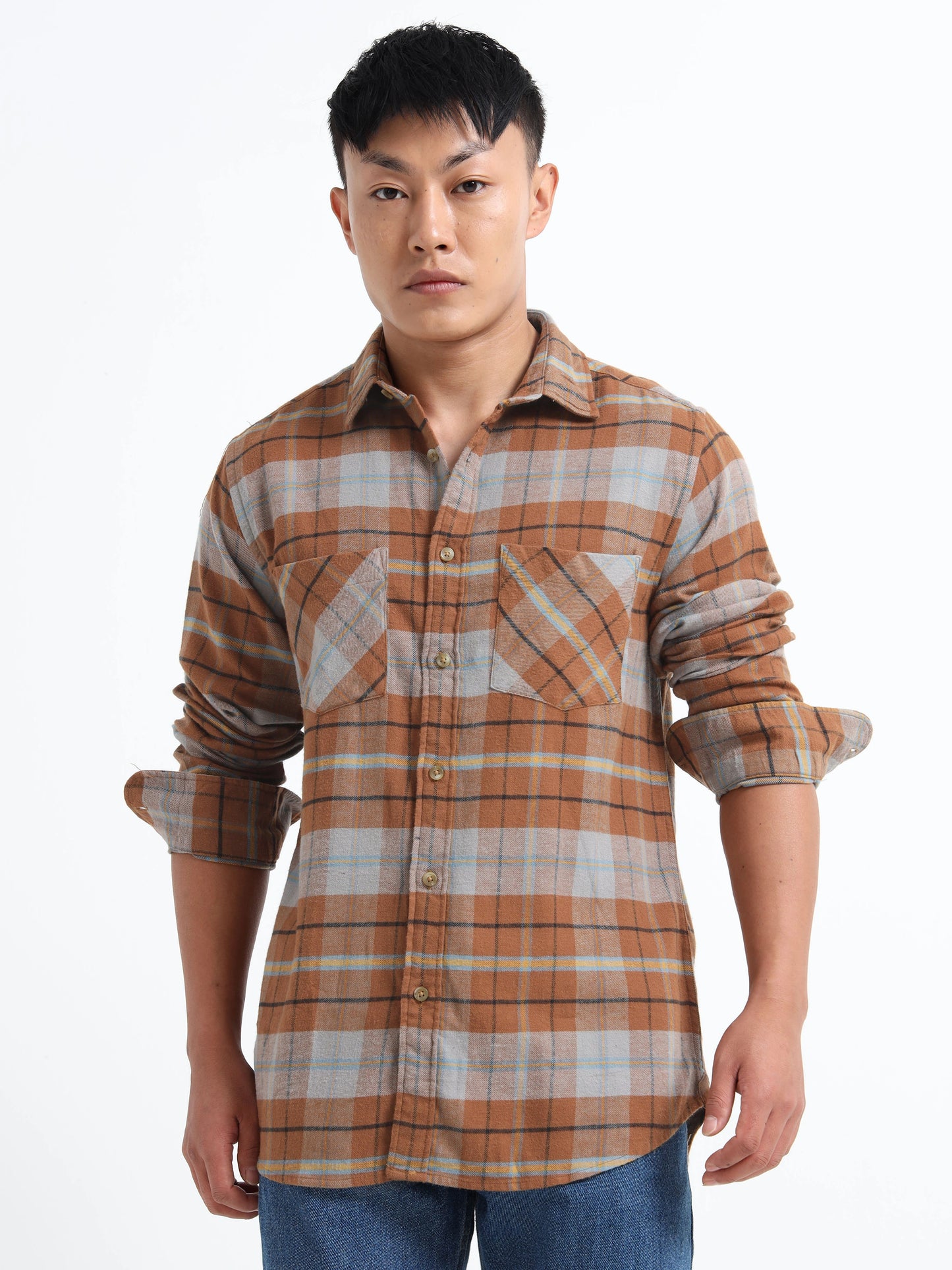 Timeless Grid Shirt - Brown and grey