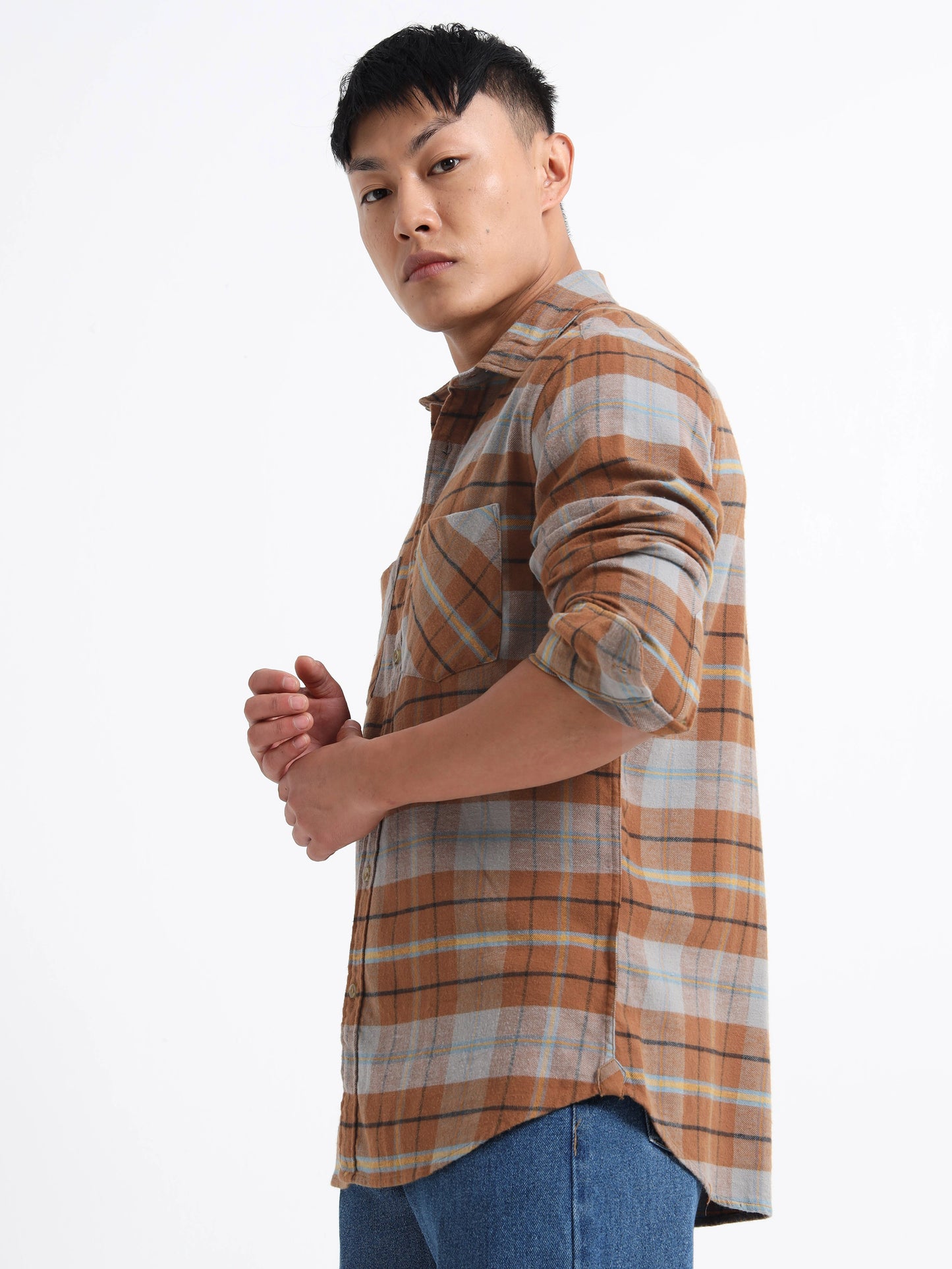 Timeless Grid Shirt - Brown and grey