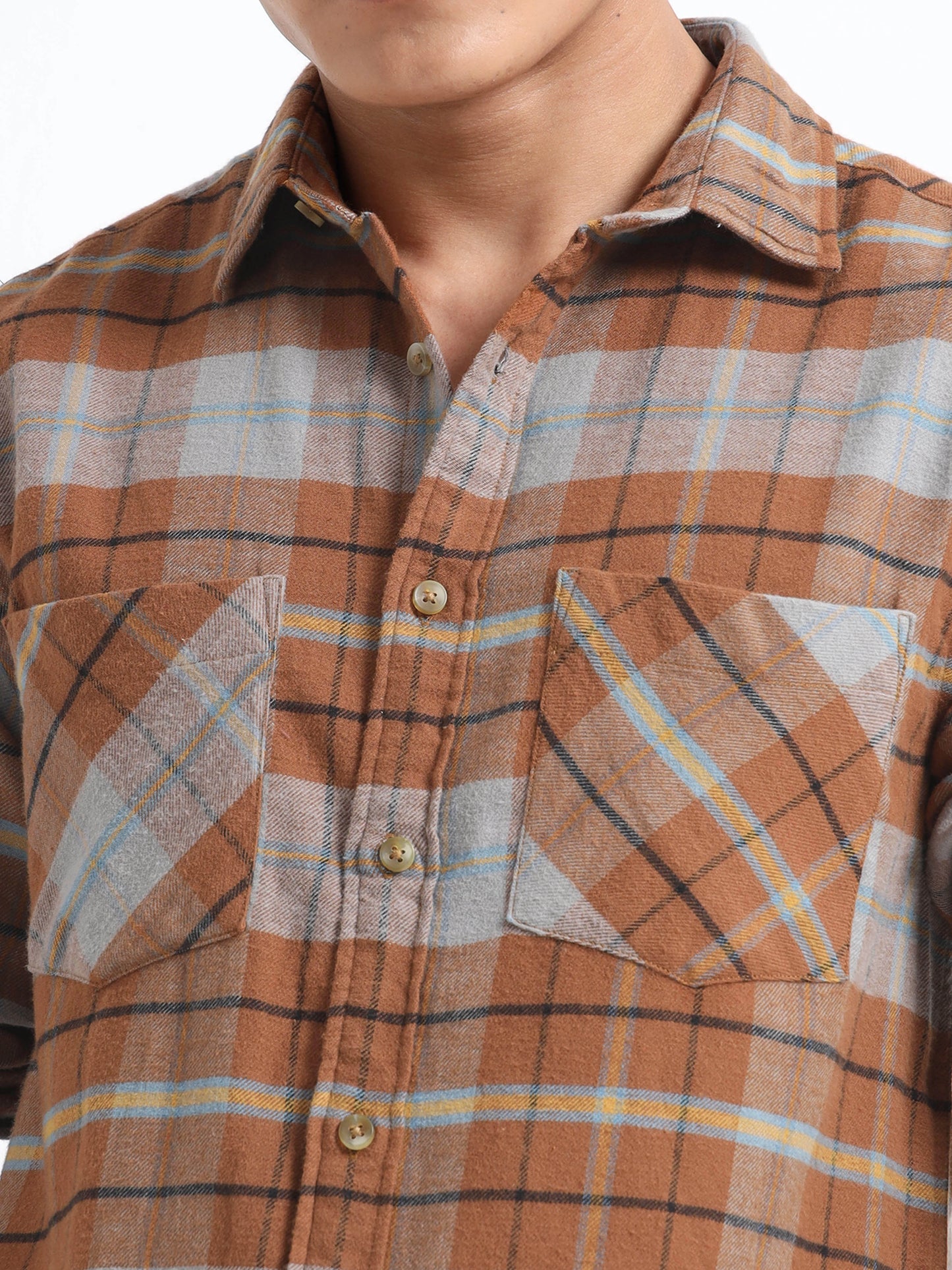 Timeless Grid Shirt - Brown and grey