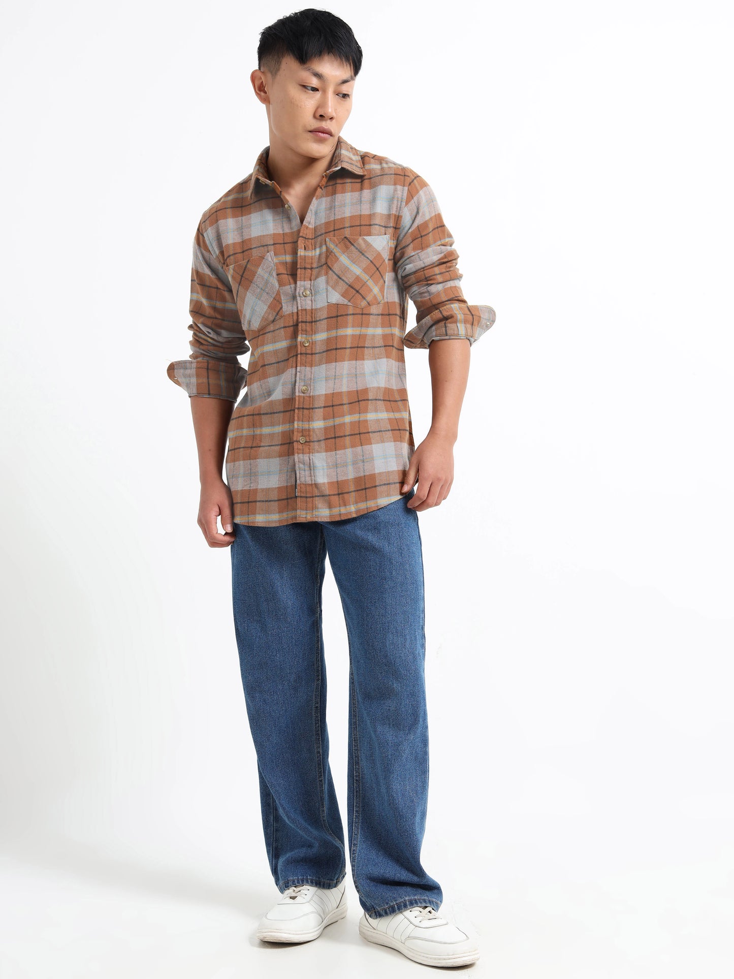 Timeless Grid Shirt - Brown and grey