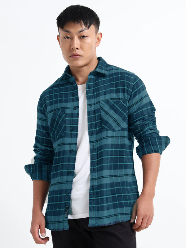 Timeless Grid Shirt - Teal Blue