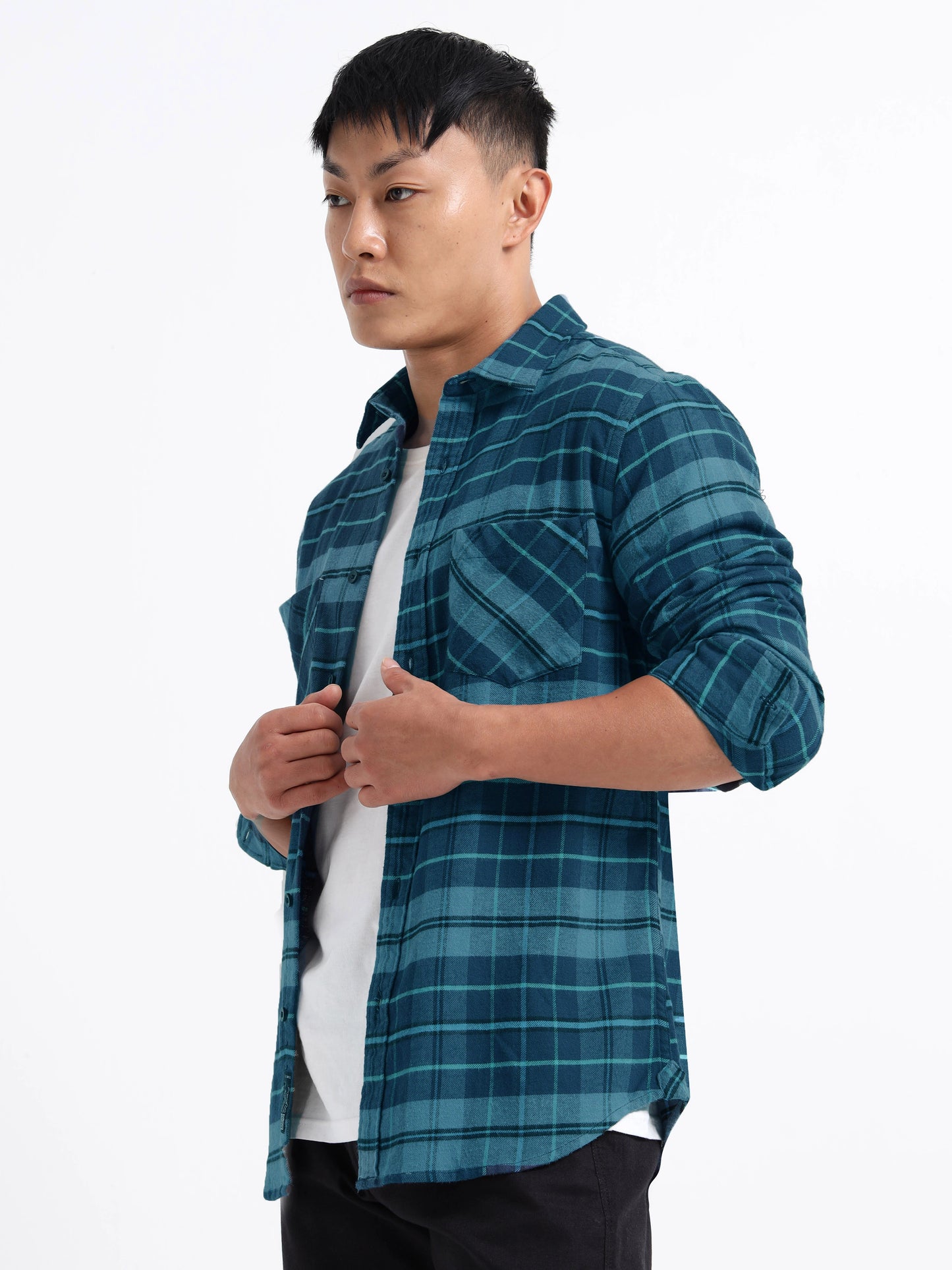 Timeless Grid Shirt - Teal Blue