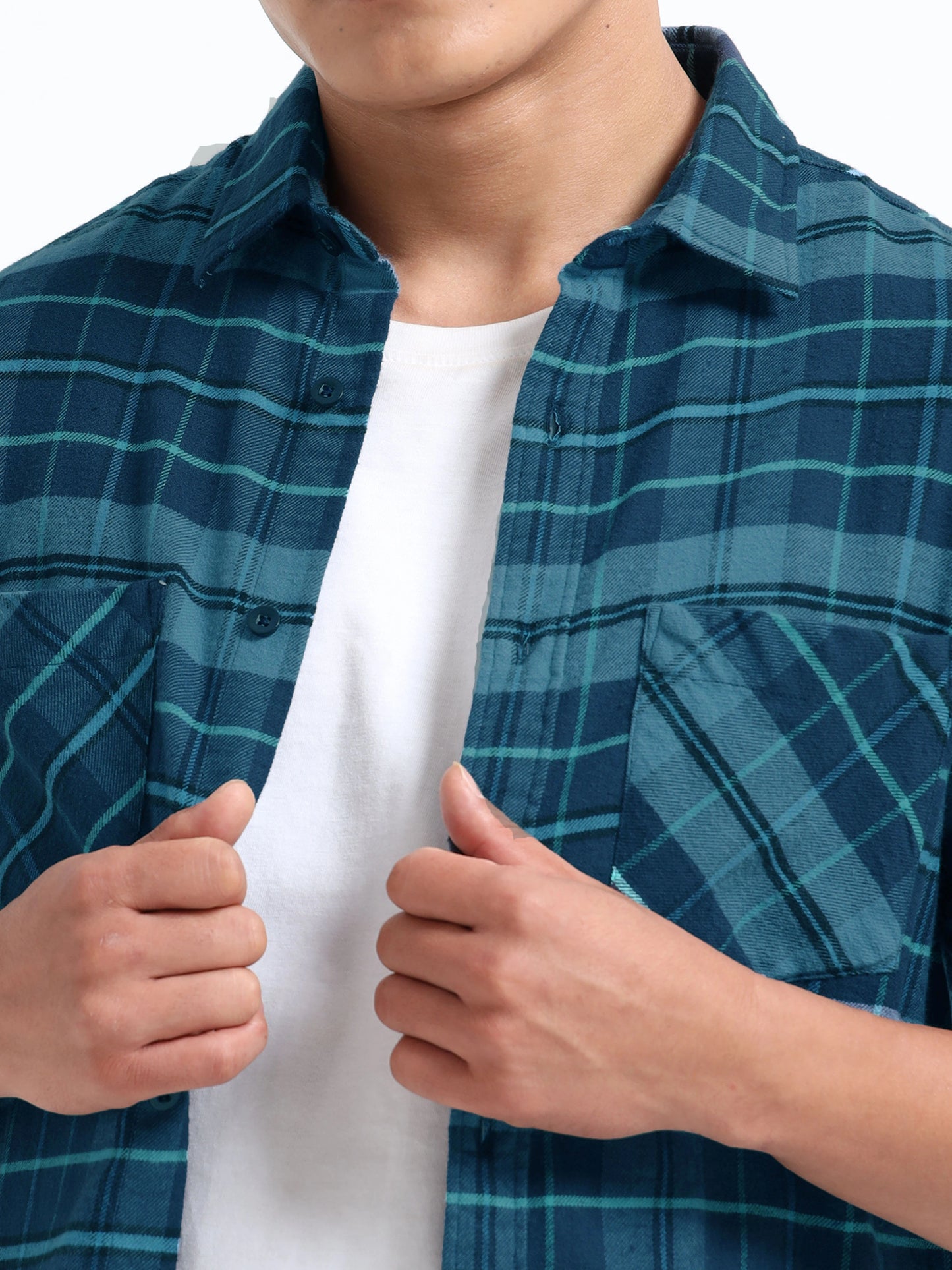 Timeless Grid Shirt - Teal Blue