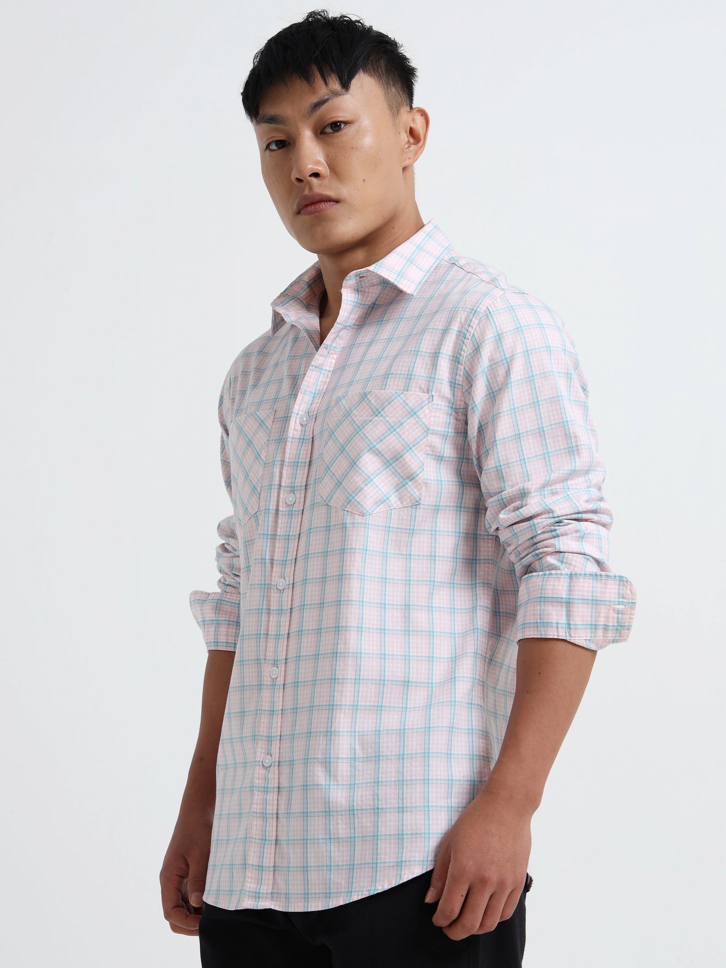 Timeless Grid Shirt - Baby Pink