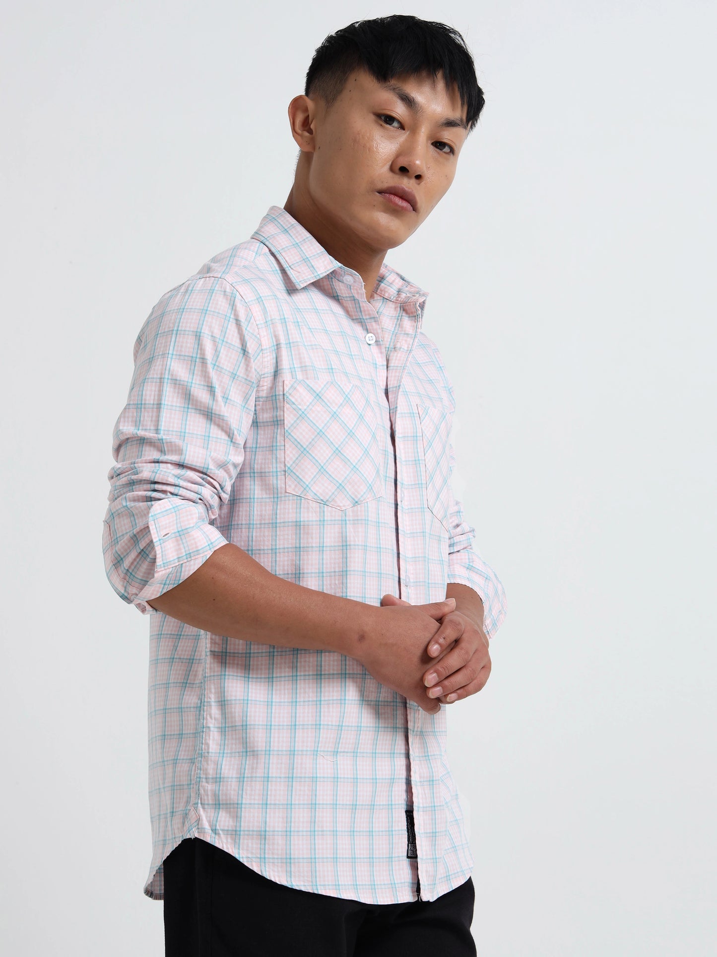 Timeless Grid Shirt - Baby Pink