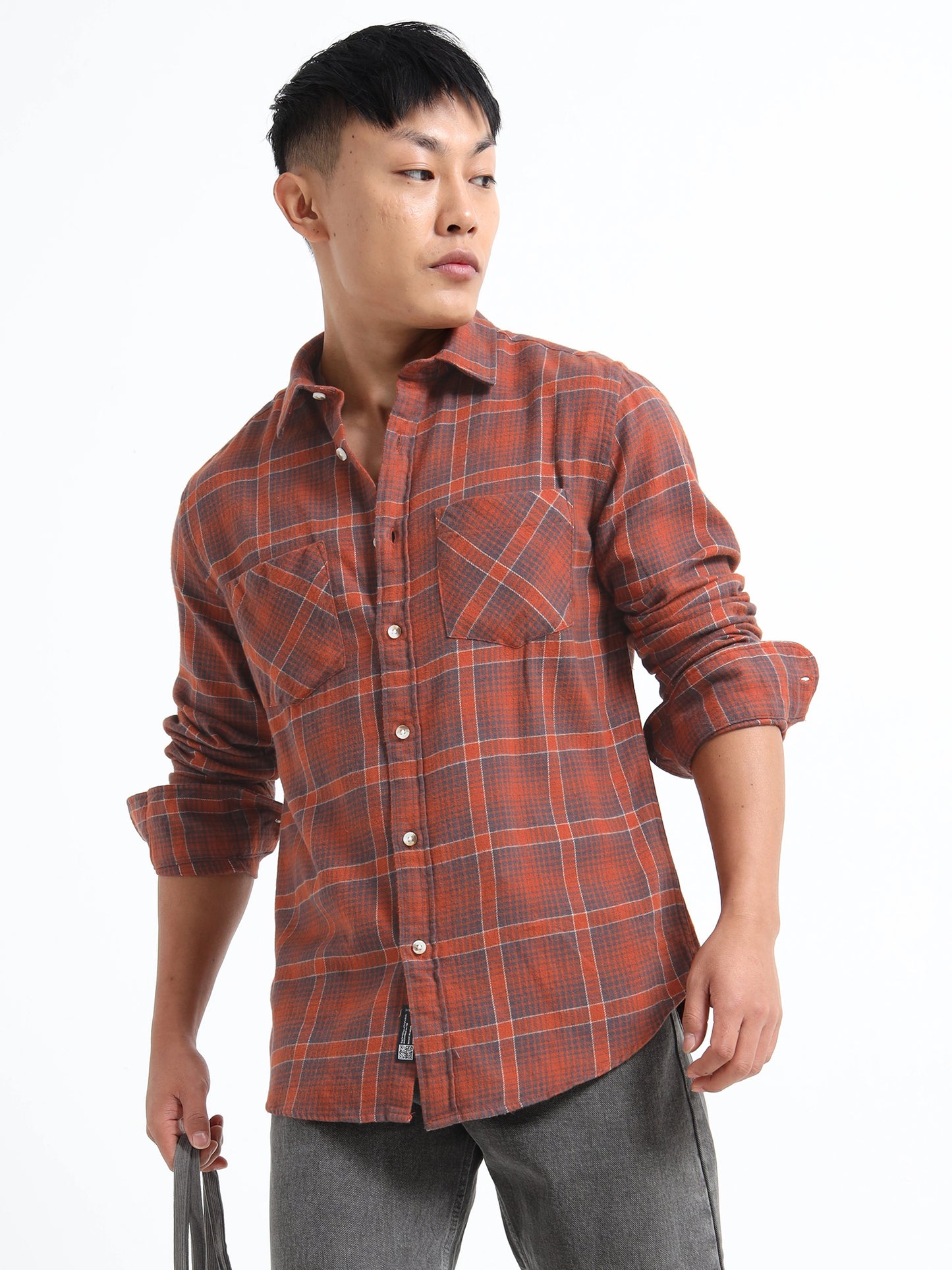 Timeless Grid Shirt - Rust Brown
