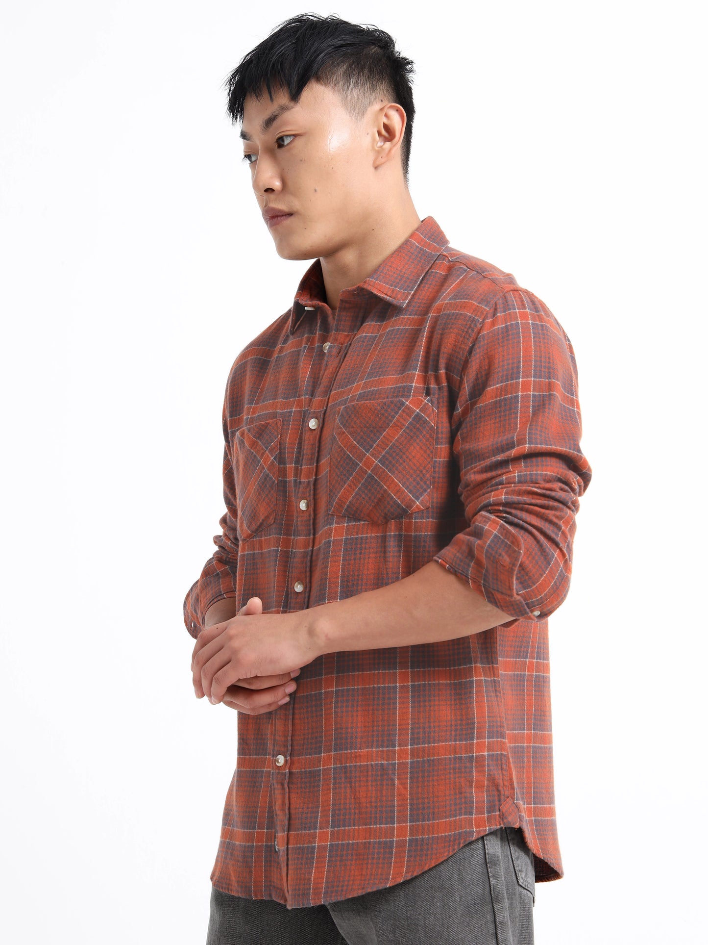 Timeless Grid Shirt - Rust Brown