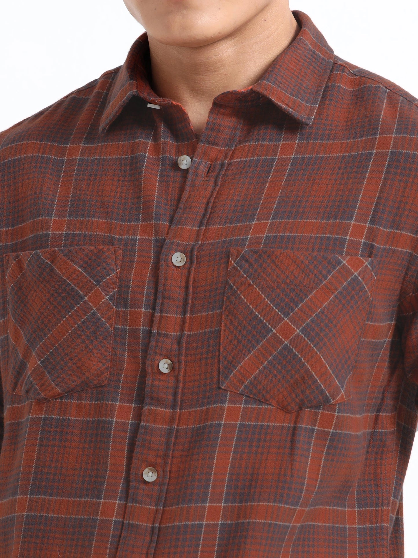 Timeless Grid Shirt - Rust Brown