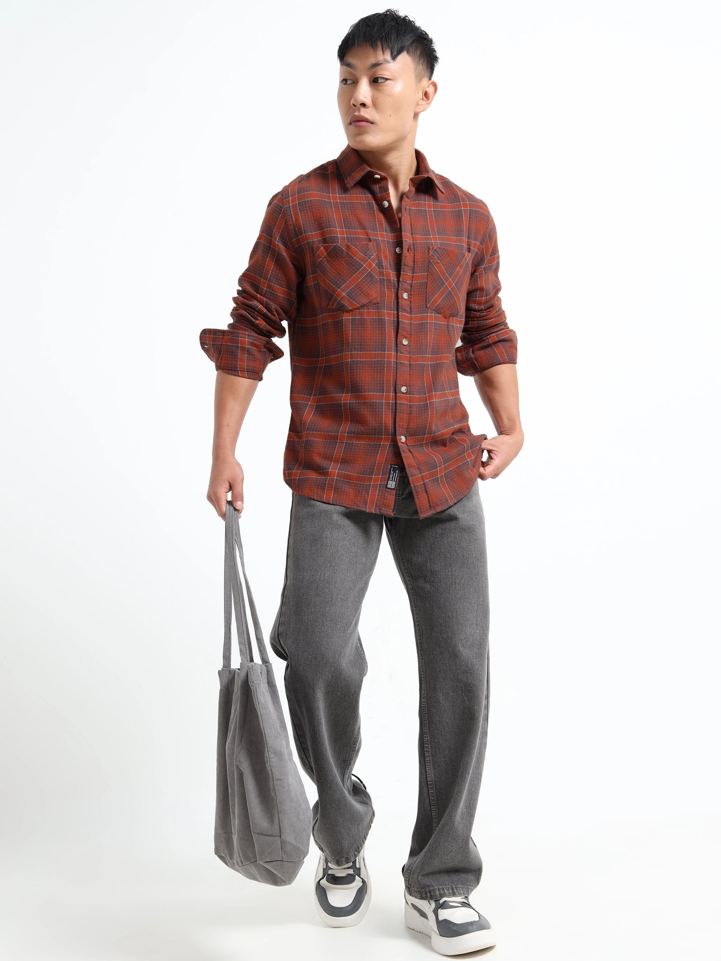 Timeless Grid Shirt - Rust Brown