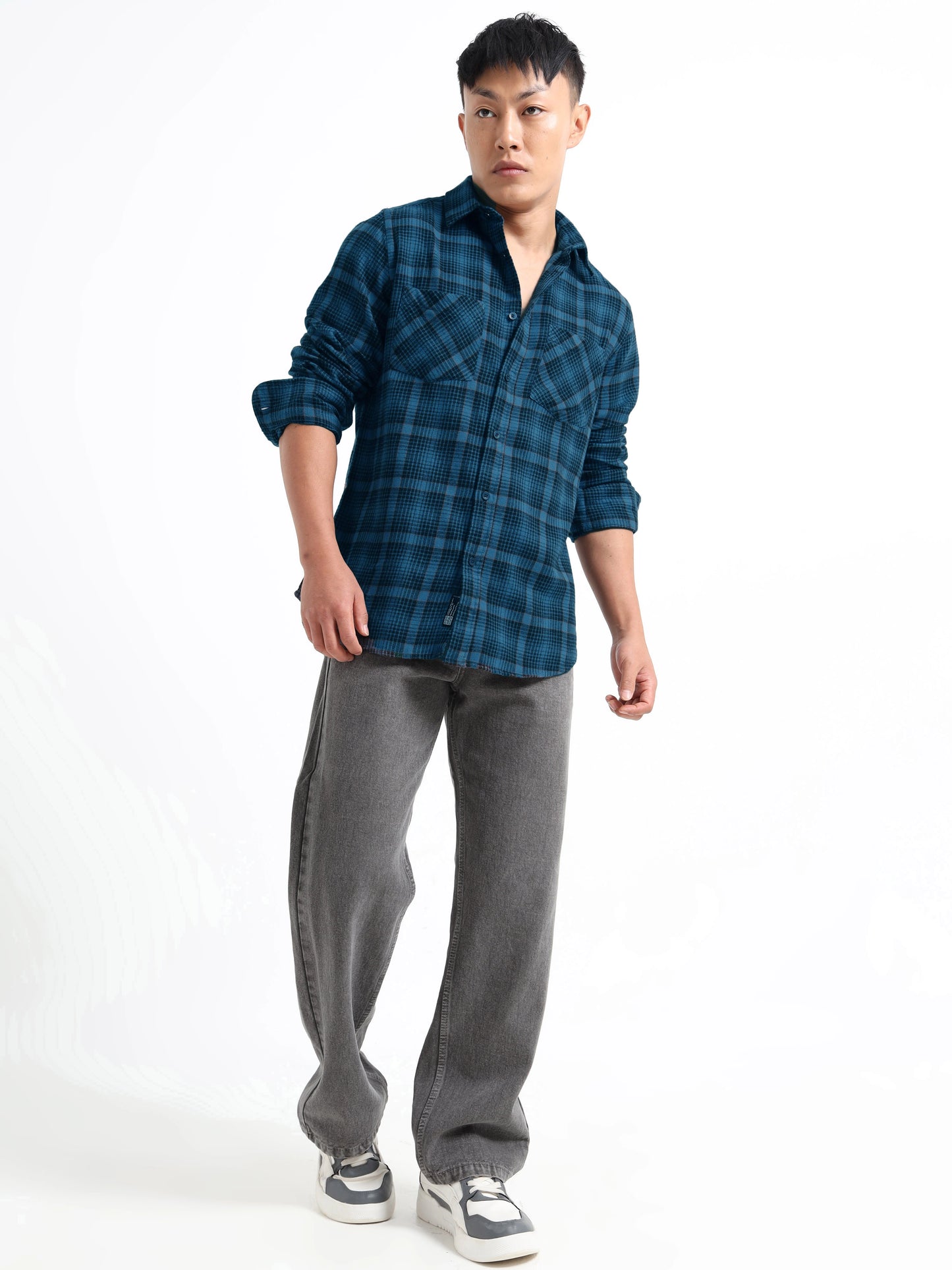 Timeless Grid Shirt - Blue and Black