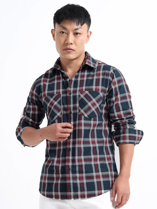 Timeless Grid Shirt - Navy Blue