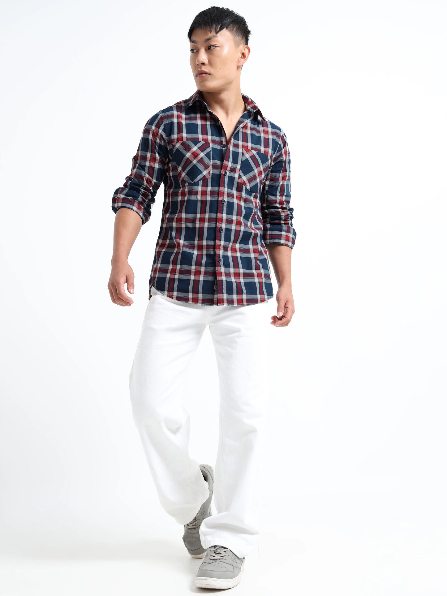 Timeless Grid Shirt - Navy Blue