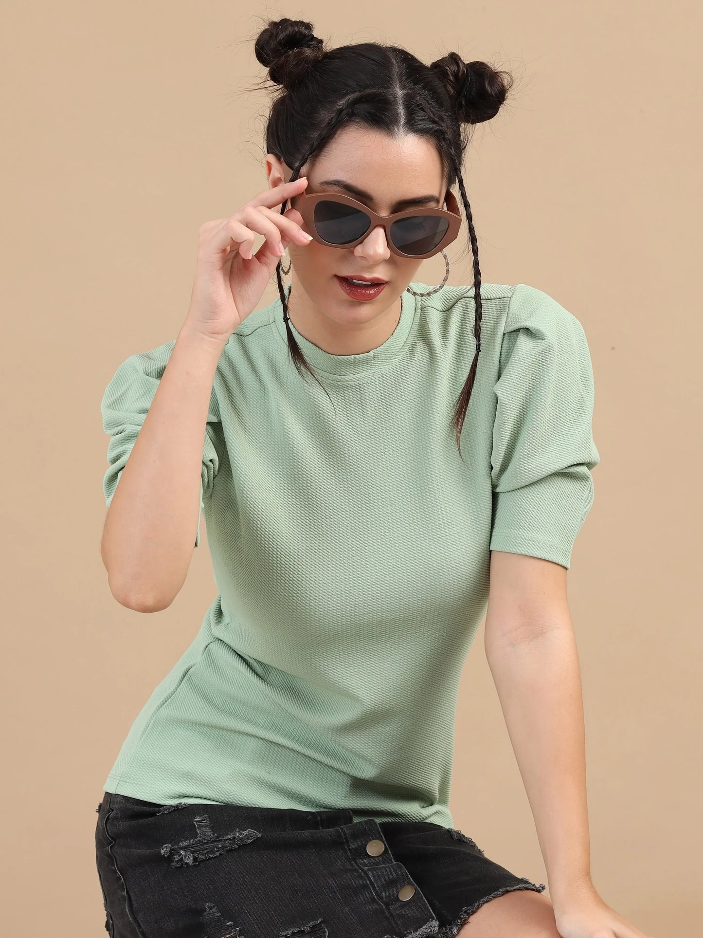 Women Karara Top - Sea Green