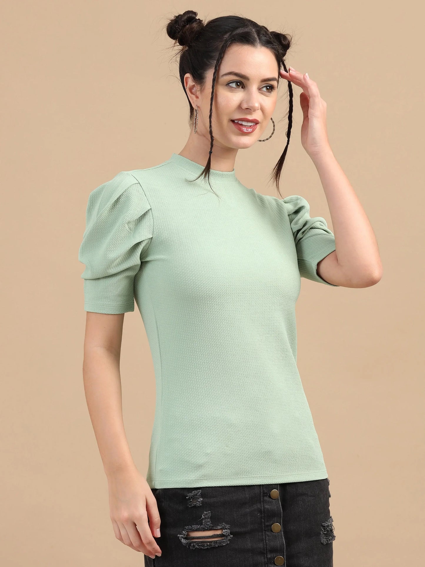 Women Karara Top - Sea Green