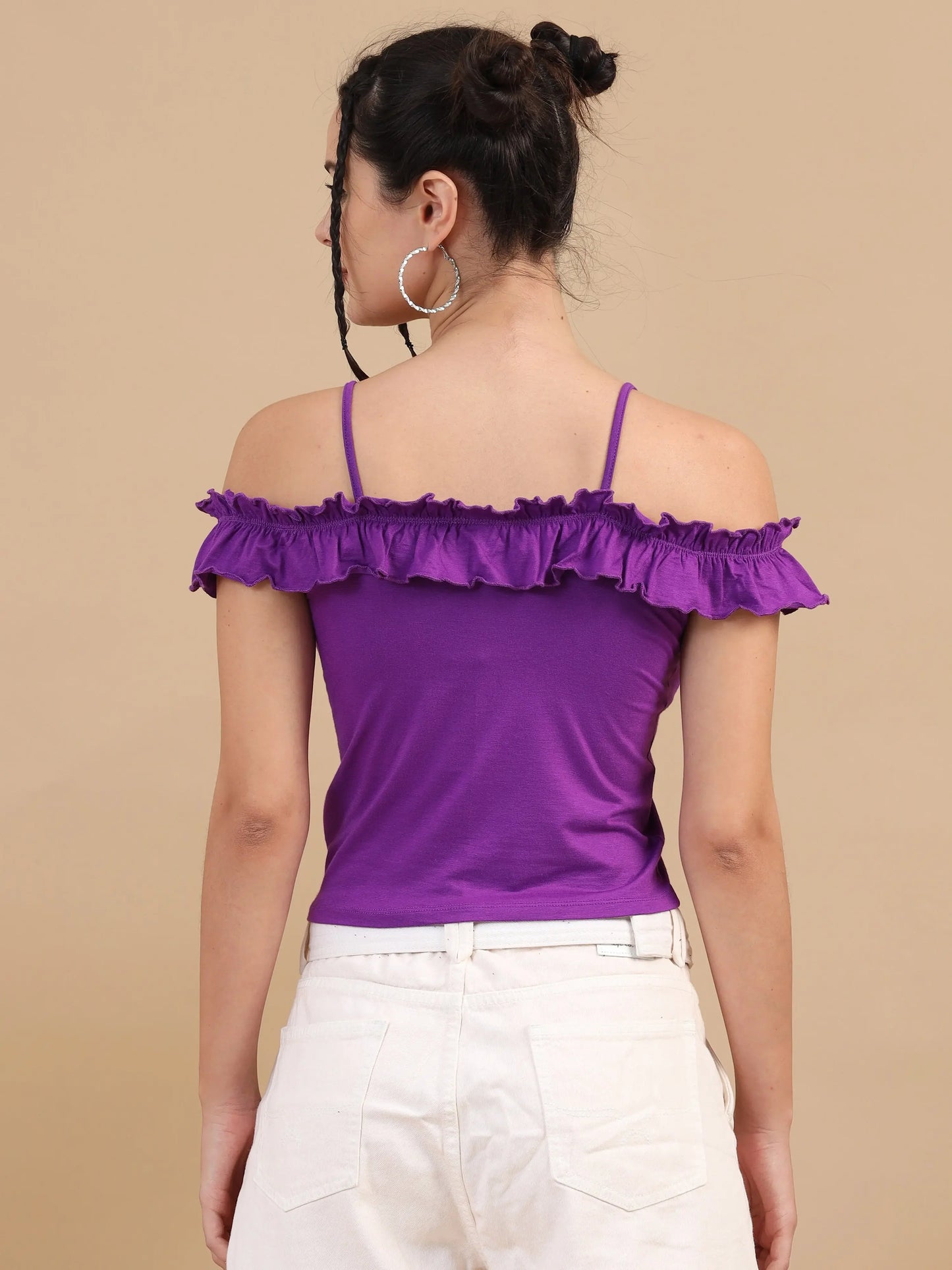 Women Bardot Crop Top - Purple