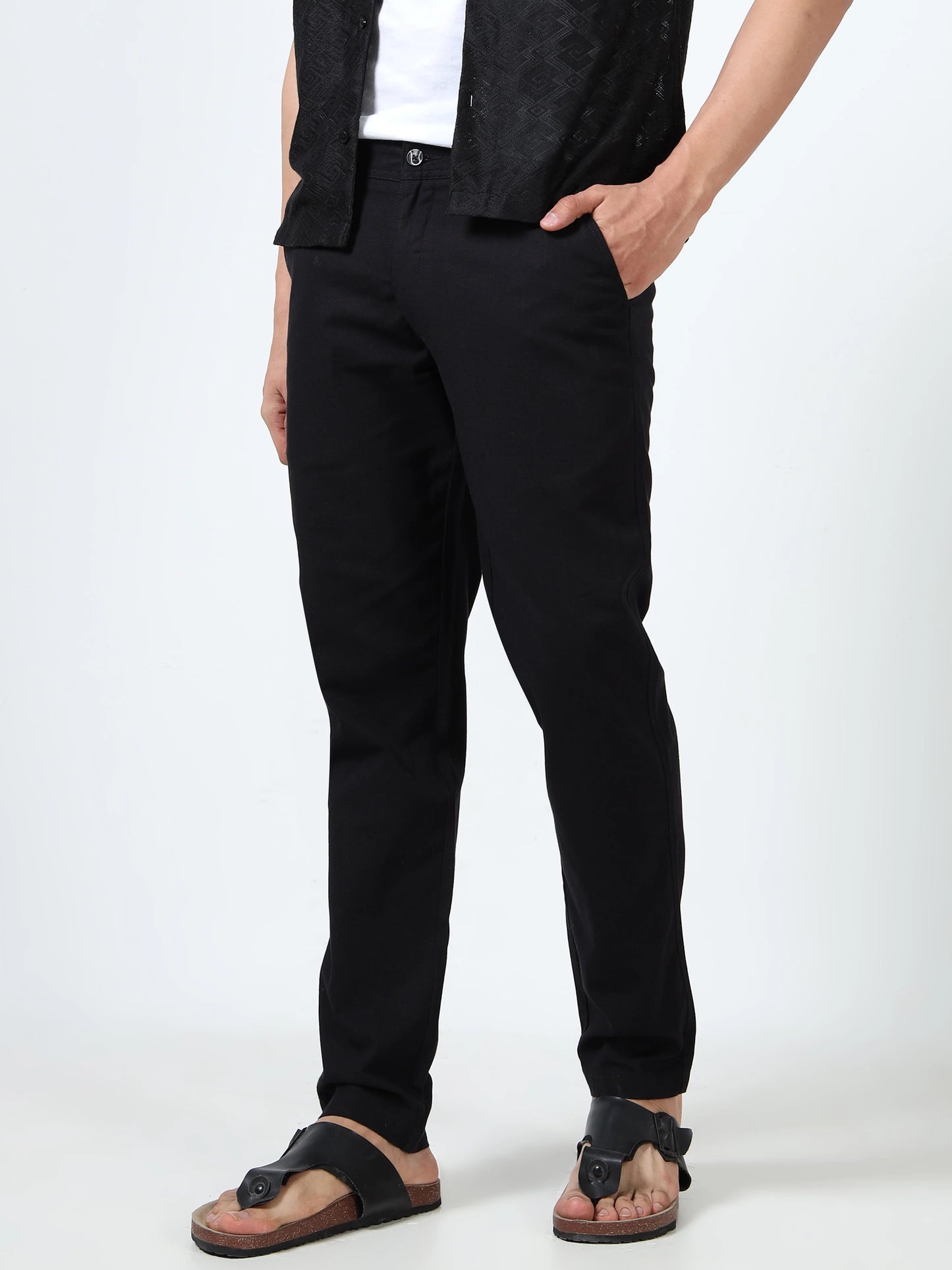 Everyday Ease Linen Trousers - Black