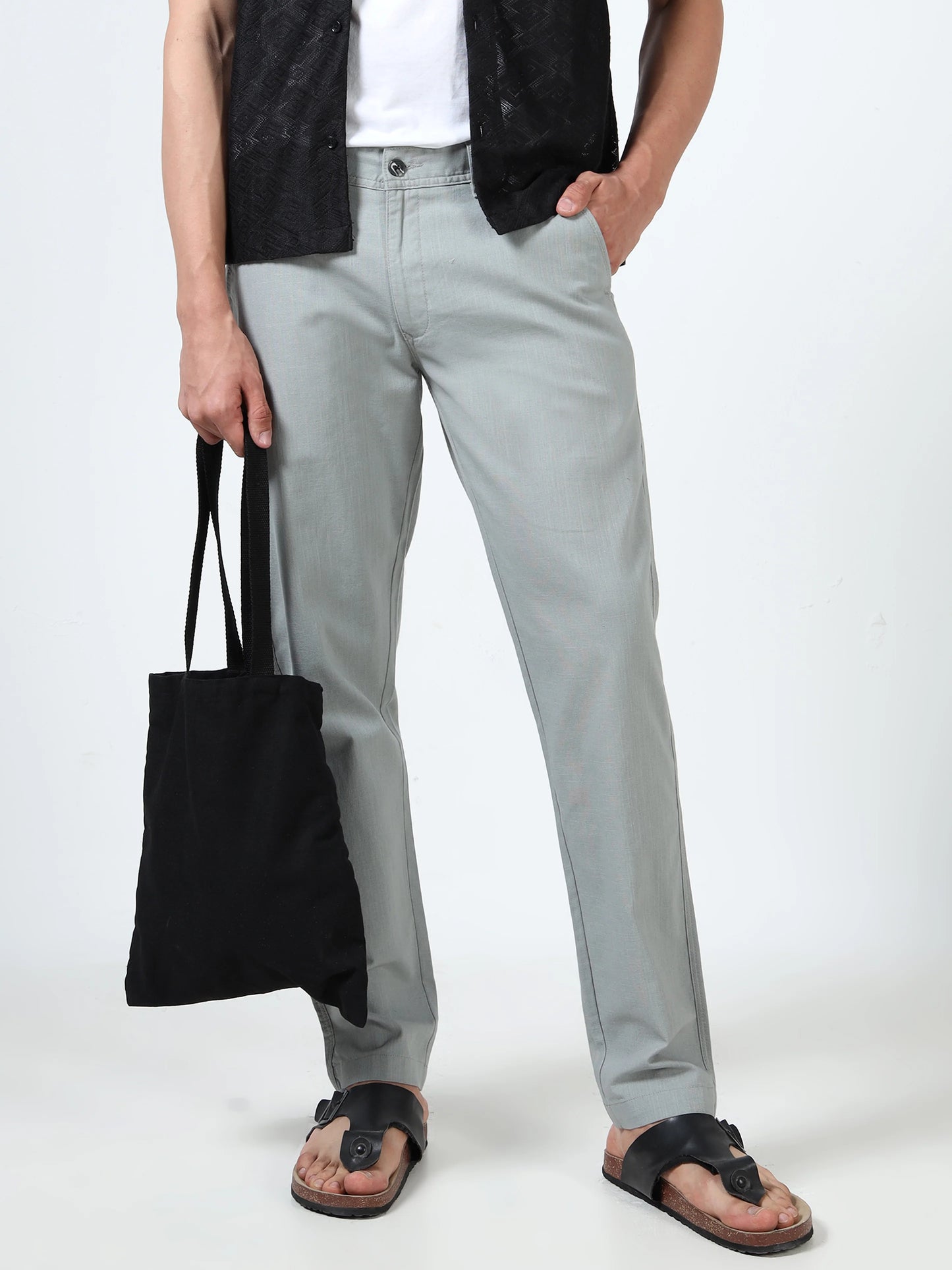 Everyday Ease Linen Trousers - Light Grey