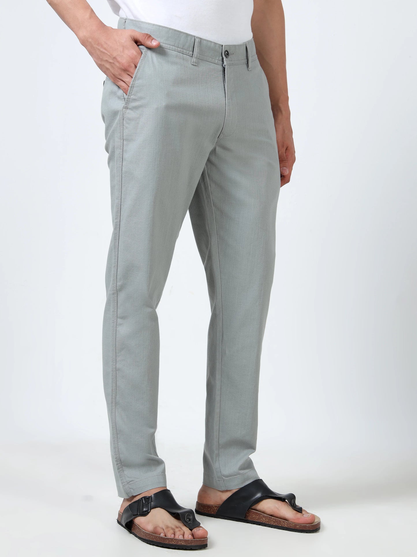 Everyday Ease Linen Trousers - Light Grey