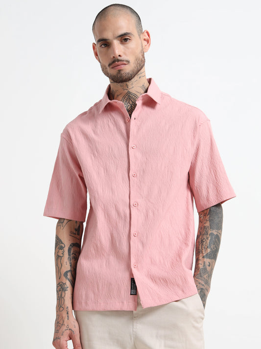 Textured Summer Shirt - Baby Pink