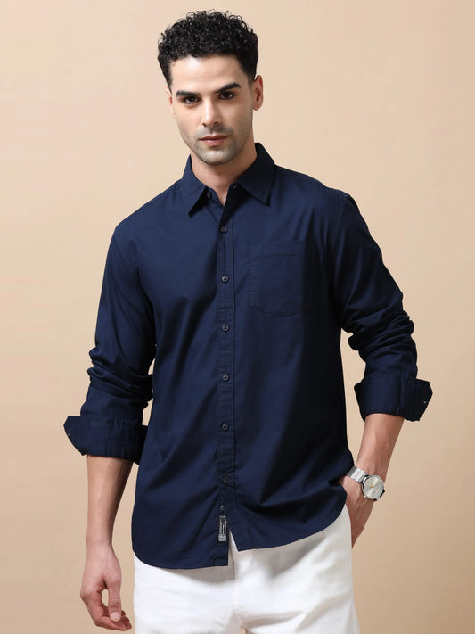Essential Classic Cotton Shirt - Dark Blue