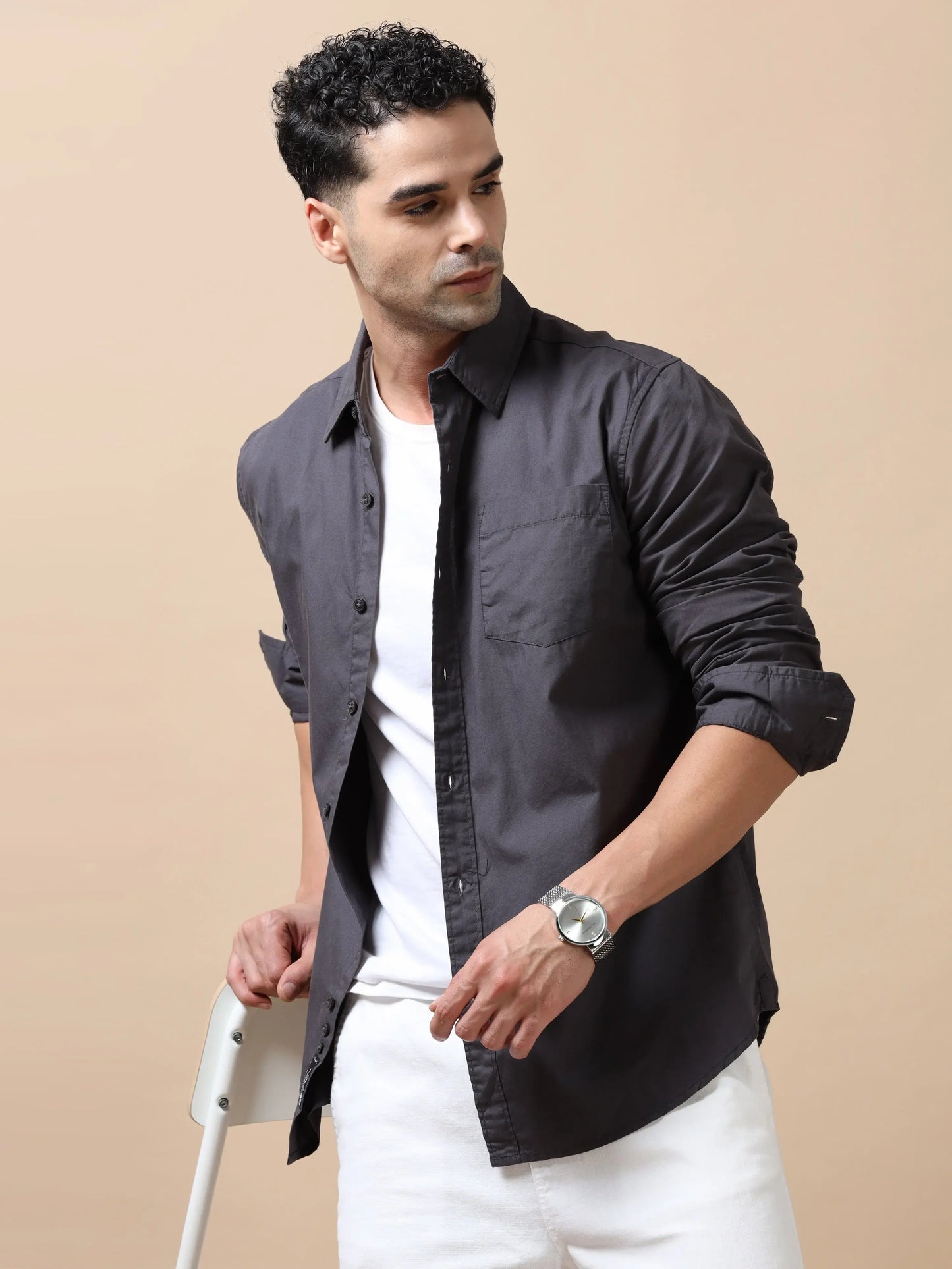 Essential Classic Cotton Shirt - Dark Grey