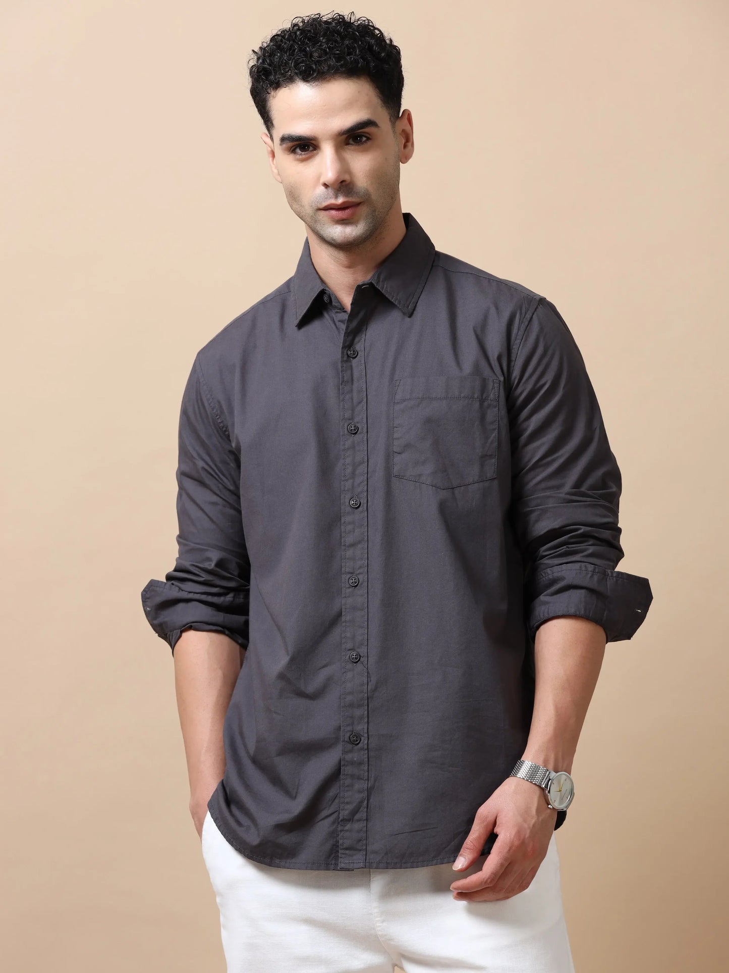 Essential Classic Cotton Shirt - Dark Grey