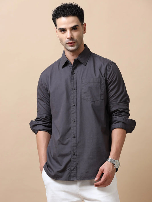 Essential Classic Cotton Shirt - Dark Grey