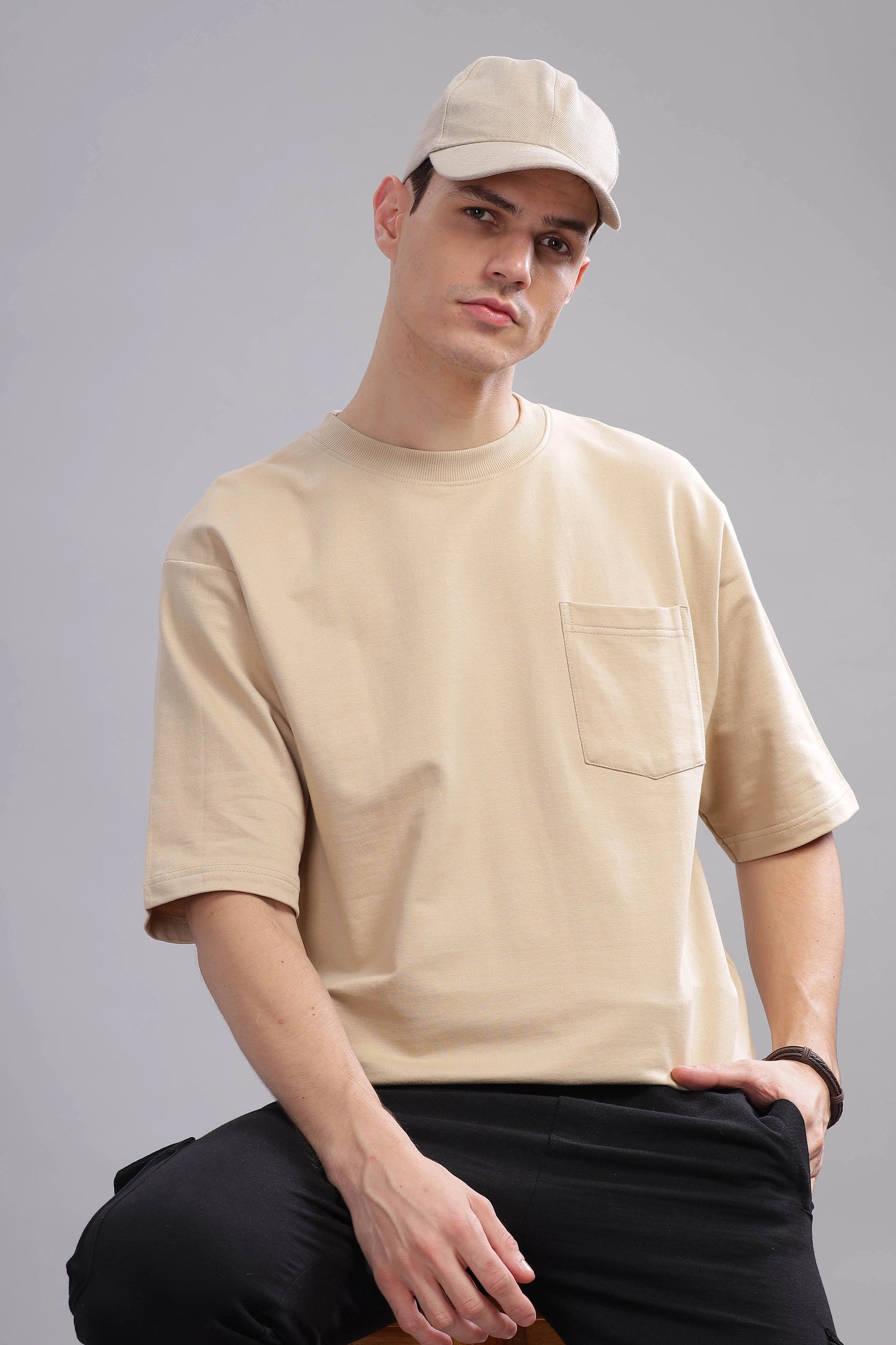 Oversized Essential Tee - Solid Beige