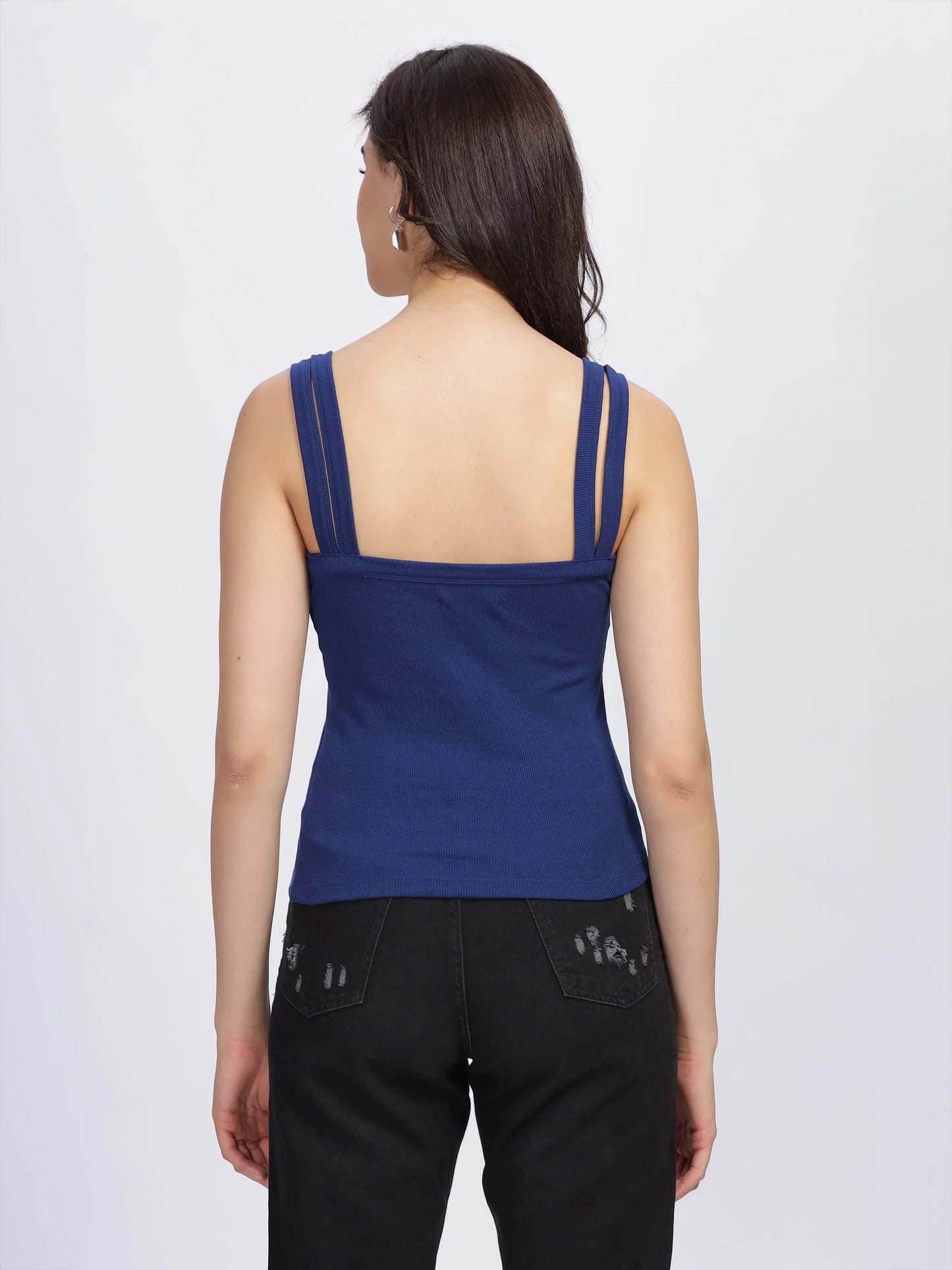 Women Vest Crop Top - Daylight Blue