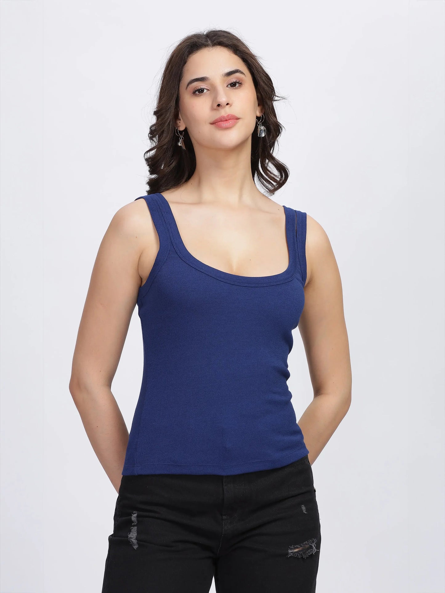 Women Vest Crop Top - Daylight Blue