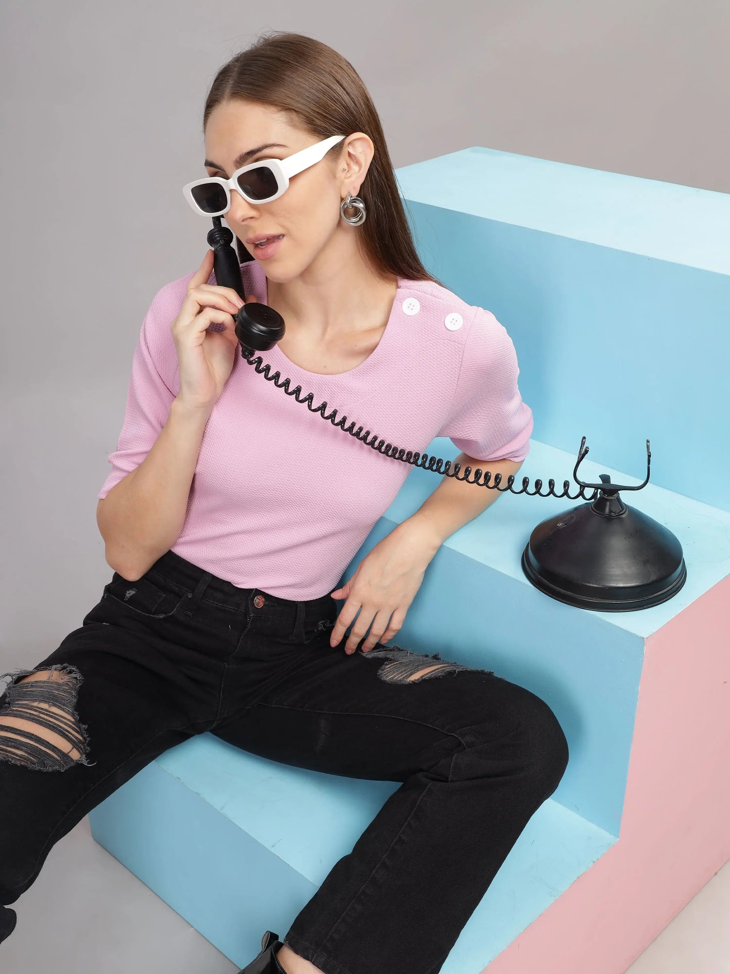 Women Regular Puff Sleeve Top - Dusty Rose