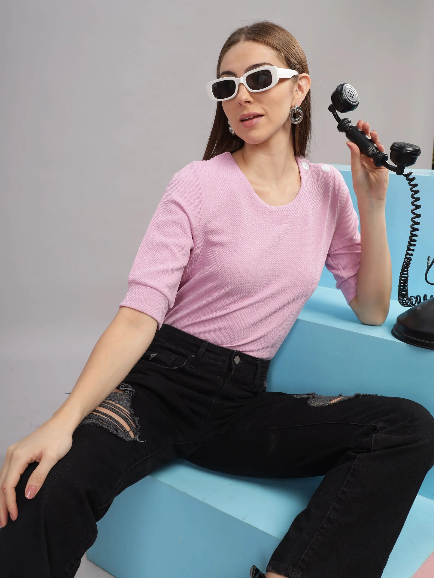 Women Regular Puff Sleeve Top - Dusty Rose