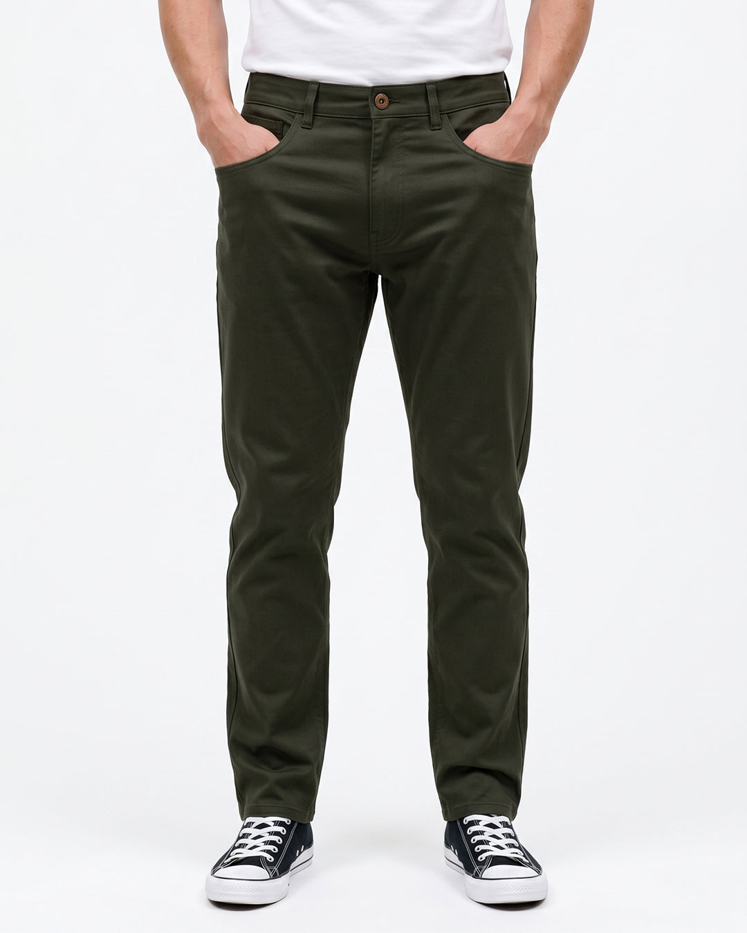 SILISOUL Men's Dark Olive Regular Fit Solid Trousers