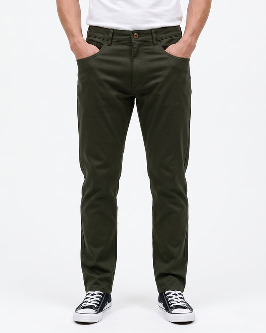 SILISOUL Men's Dark Olive Regular Fit Solid Trousers
