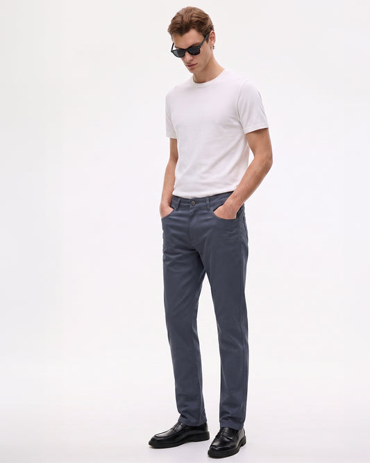 SILISOUL Men's Navy Regular Fit Solid Trousers