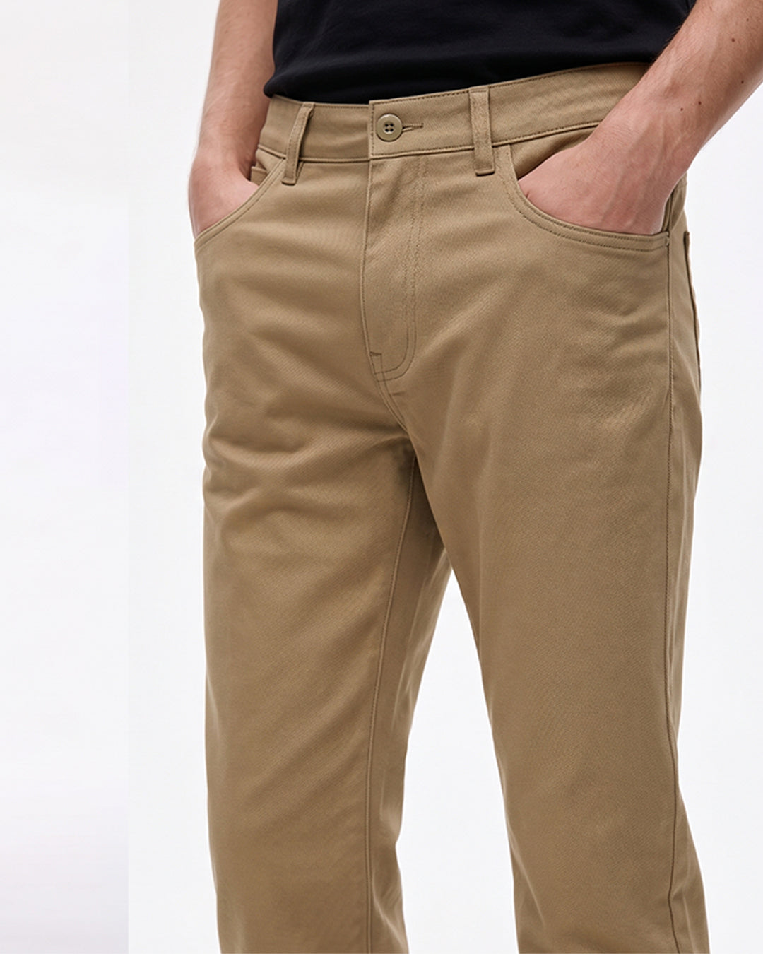 SILISOUL Men's Khaki Regular Fit Solid Trousers